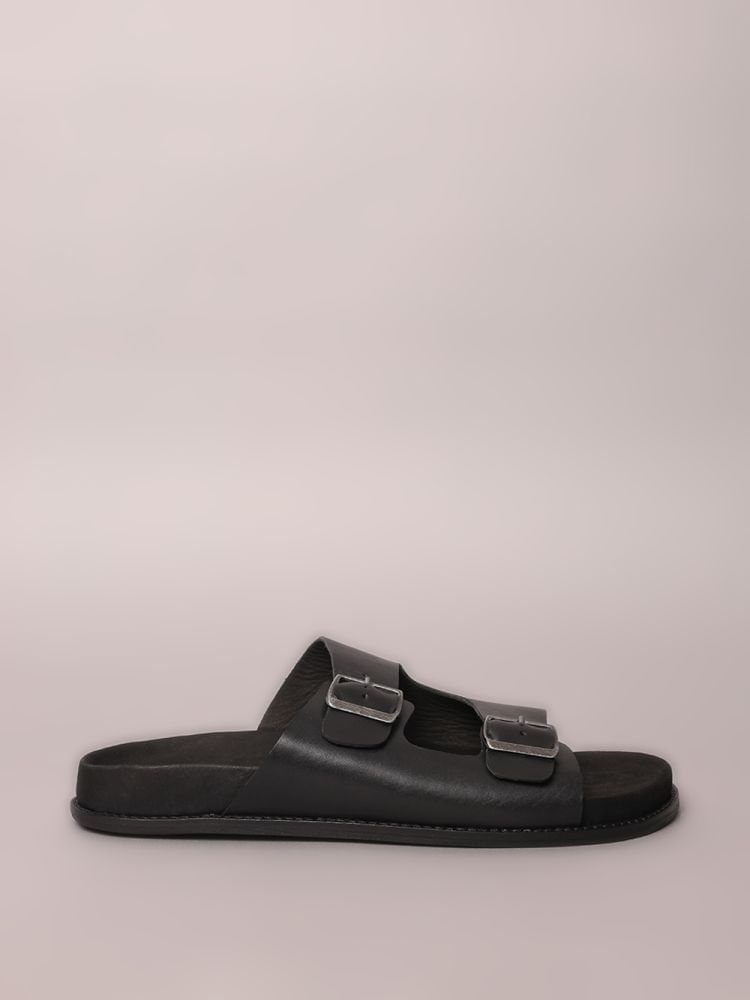 Sandália Calvin Klein Slide Fivelas - Preto