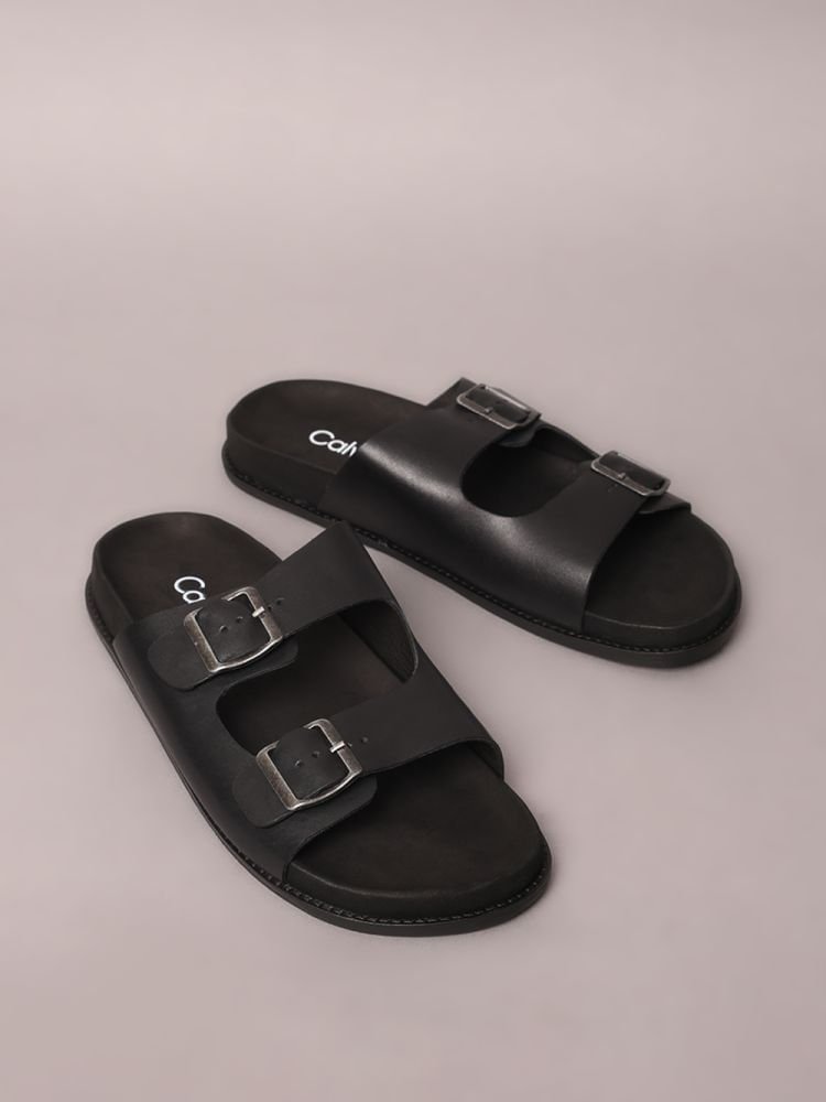 Sandália Calvin Klein Slide Fivelas - Preto Preto 2