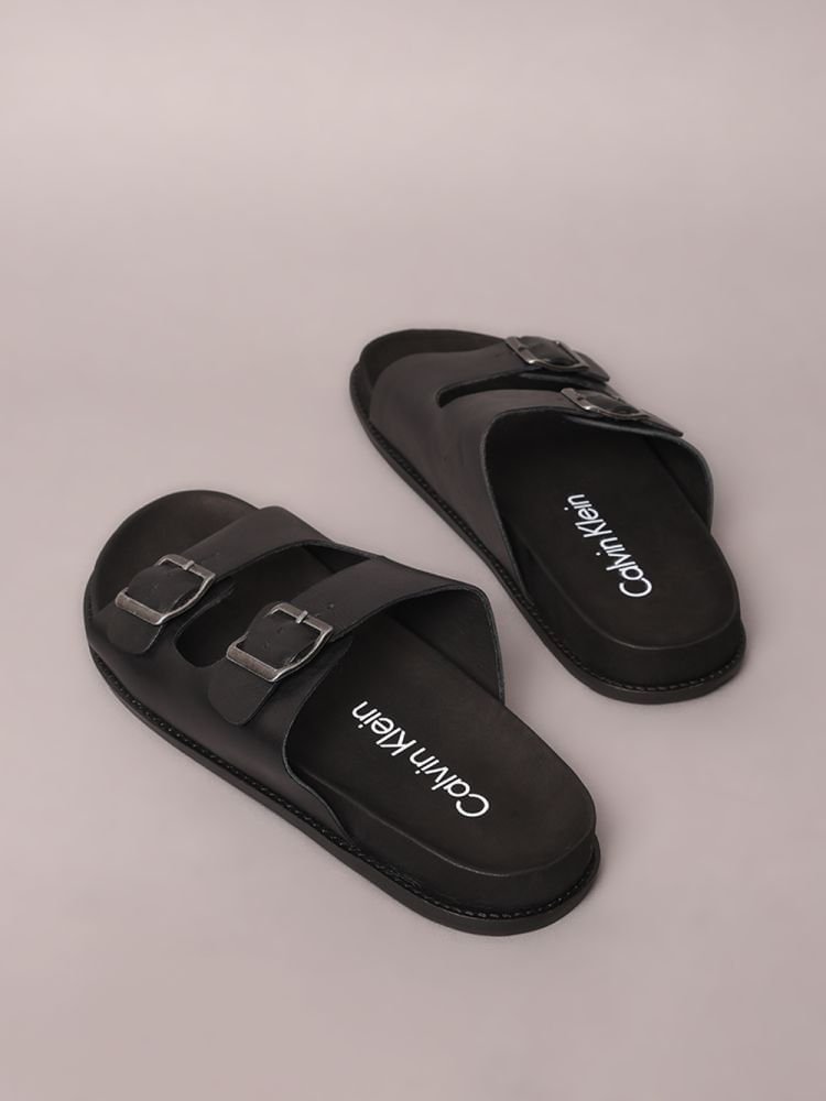 Sandália Calvin Klein Slide Fivelas - Preto Preto 3