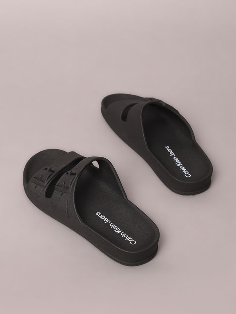 Chinelo Calvin Klein Jeans Slide Duas Fivelas - Preto Preto 3