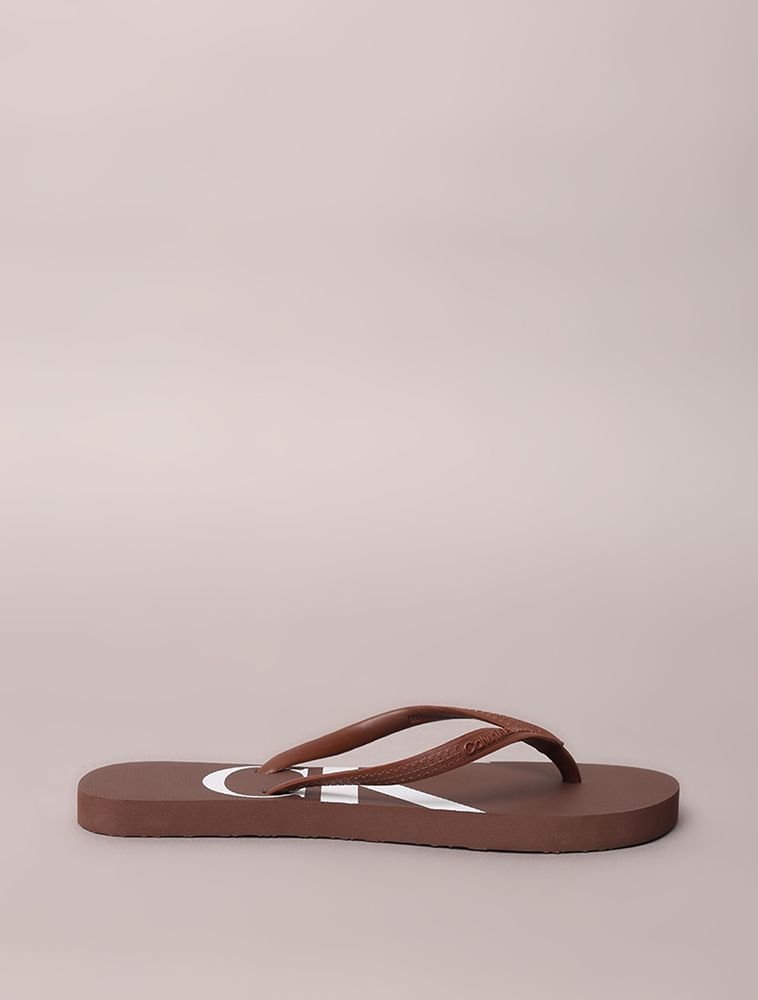 Chinelo Calvin Klein Jeans Logo Corrido Calvin Klein - Marrom