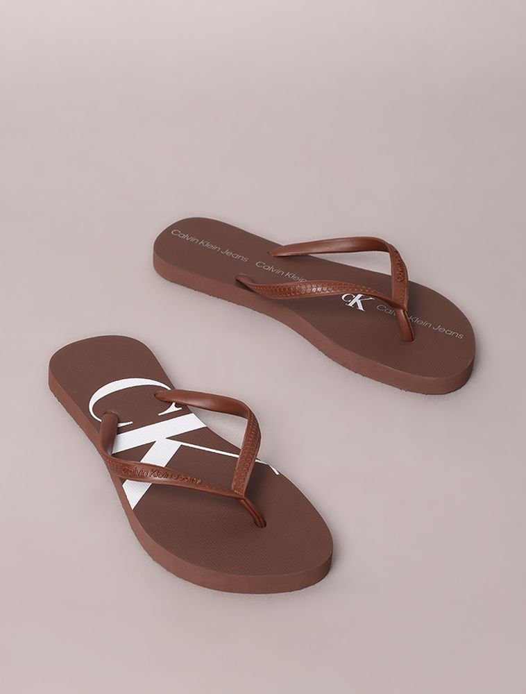 Chinelo Calvin Klein Jeans Logo Corrido Calvin Klein - Marrom Marrom 2