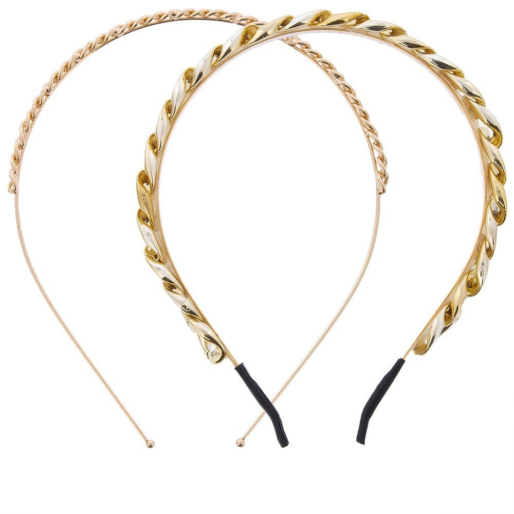 Kit 2 Tiaras de Cabelo Gabriela Beauty Correntes Dourada Dourado