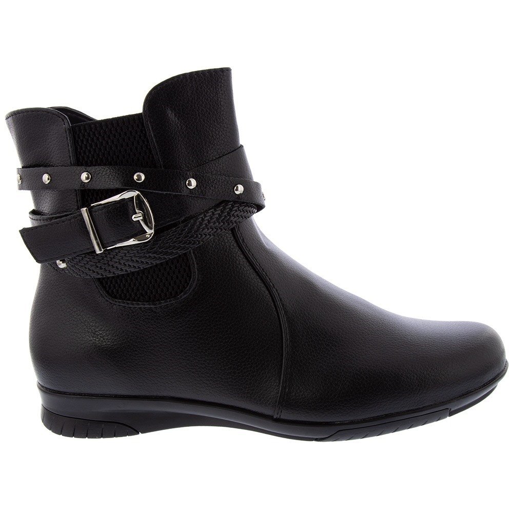 Bota Chelsea Mooncity Anabela Fivela Rebites Preto Preto 2