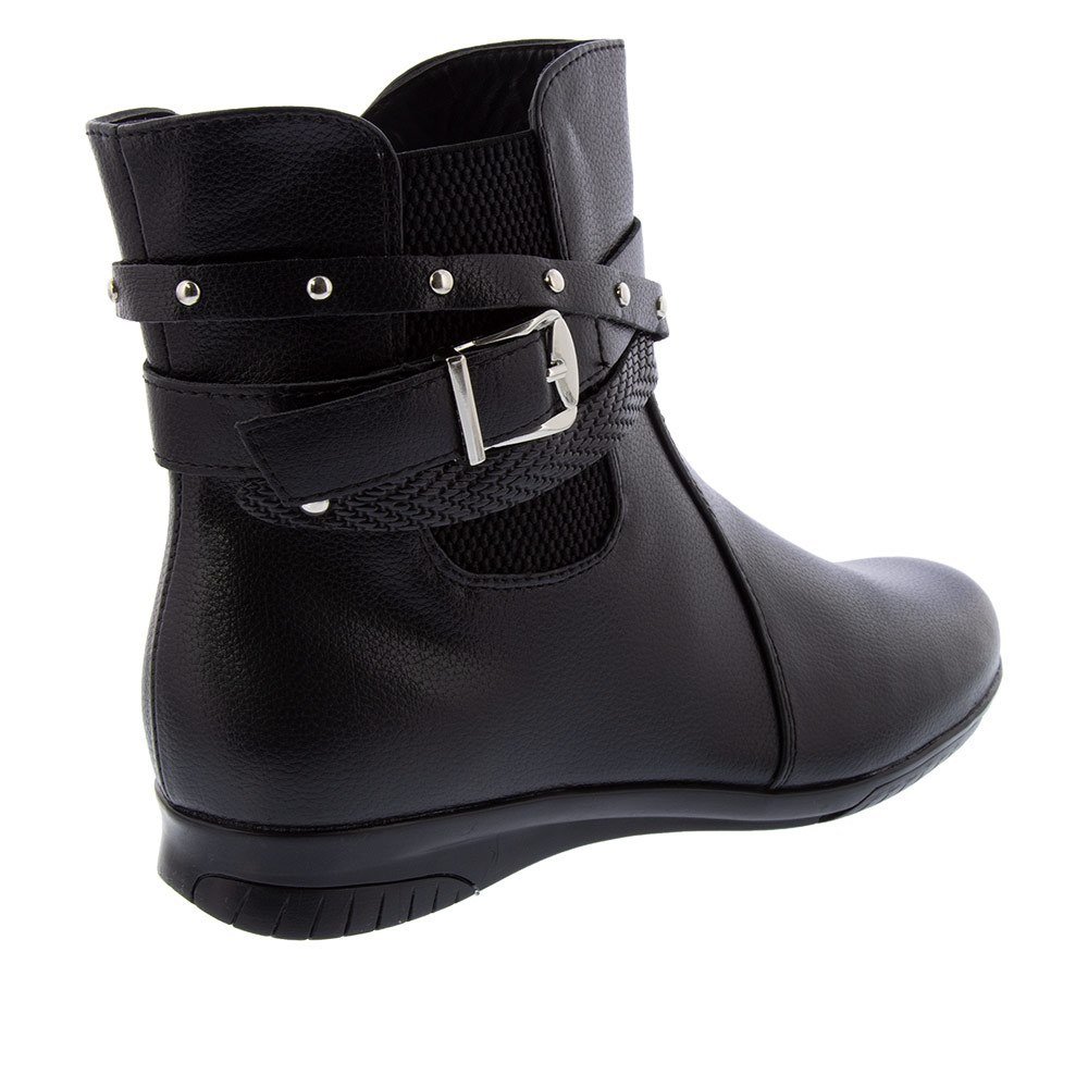 Bota Chelsea Mooncity Anabela Fivela Rebites Preto Preto 3