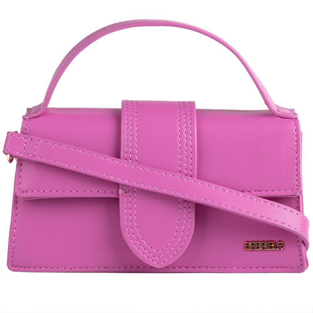 Bolsa Satchel Pequena Gabriela Pespontos Fecho Frontal Pink