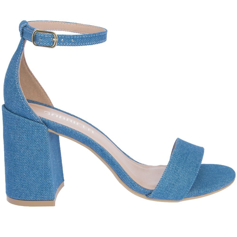 Sandália Gabriela Salto Grosso Jeans Azul Azul 2