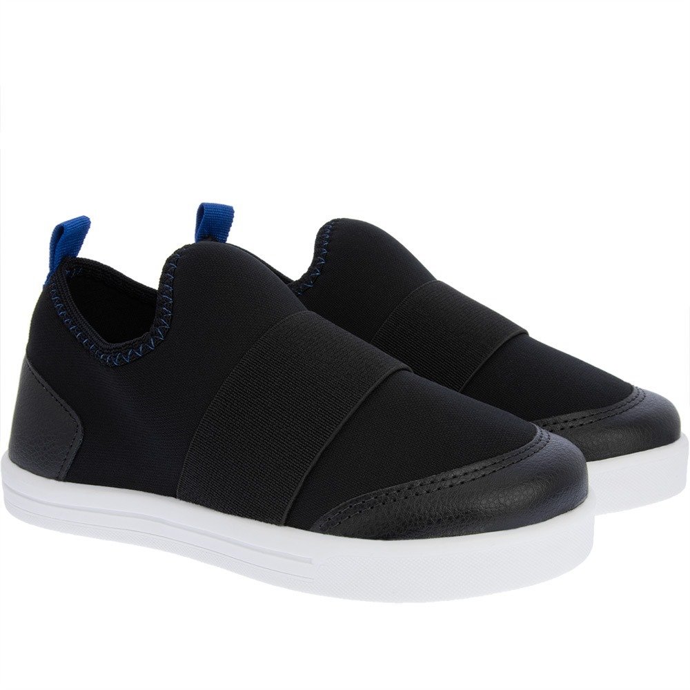 Tênis Infantil Vertus Casual Elástico Recortes Tecido Preto