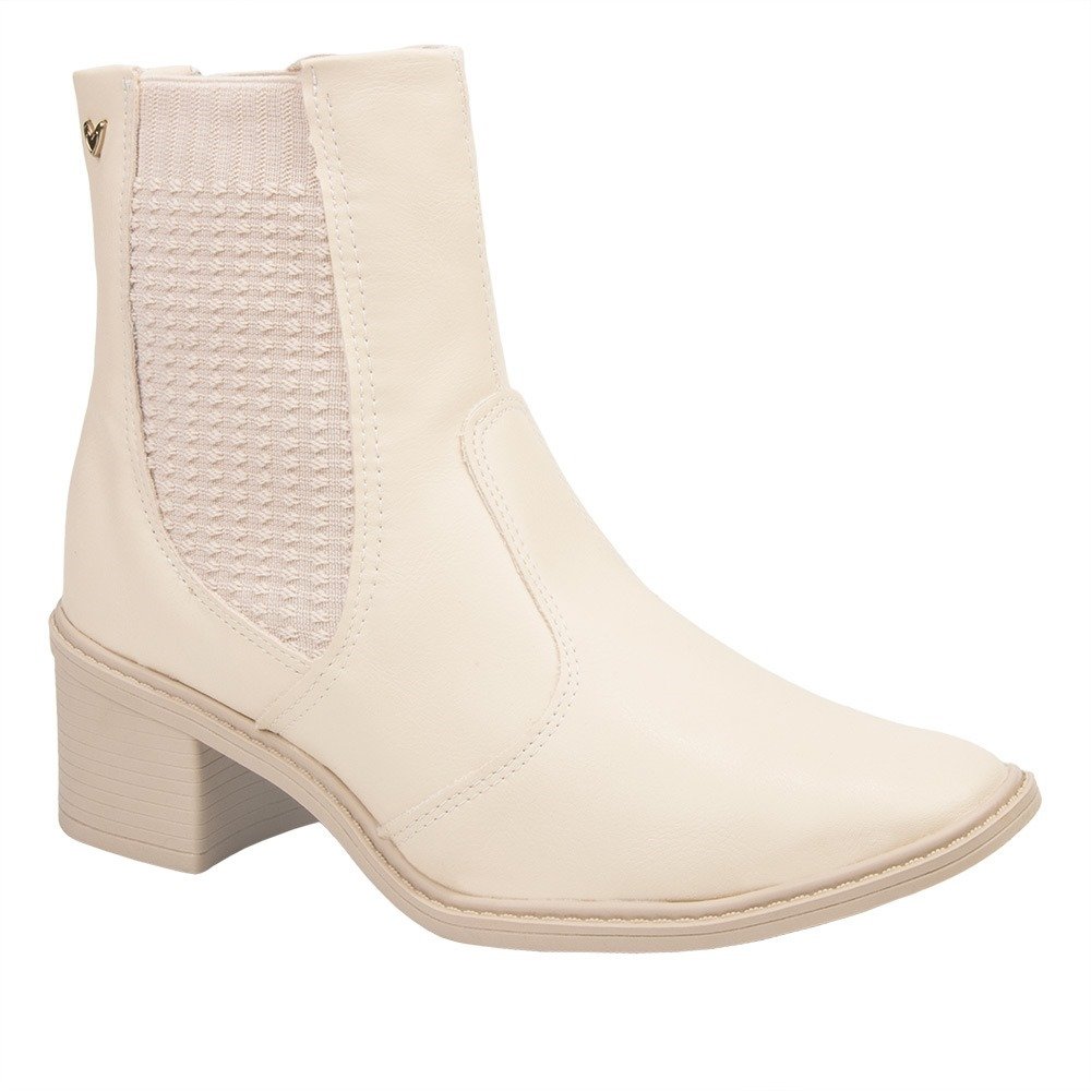 Bota Chelsea Mississipi Salto Grosso Texturas Off White Branco 1