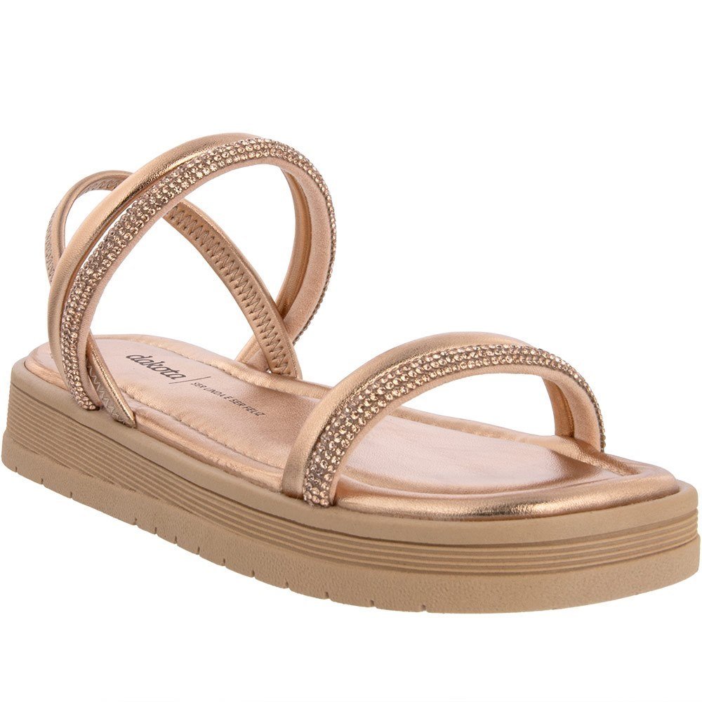 Sandália Dakota Flatform Tiras Cruzadas Strass Elástico Feminino Dourado 1