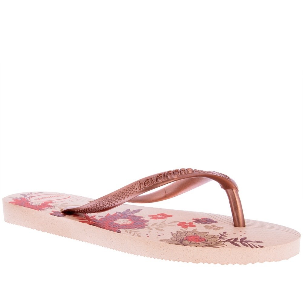 Chinelo Havaianas Slim Organic Floral Rosé Rosa