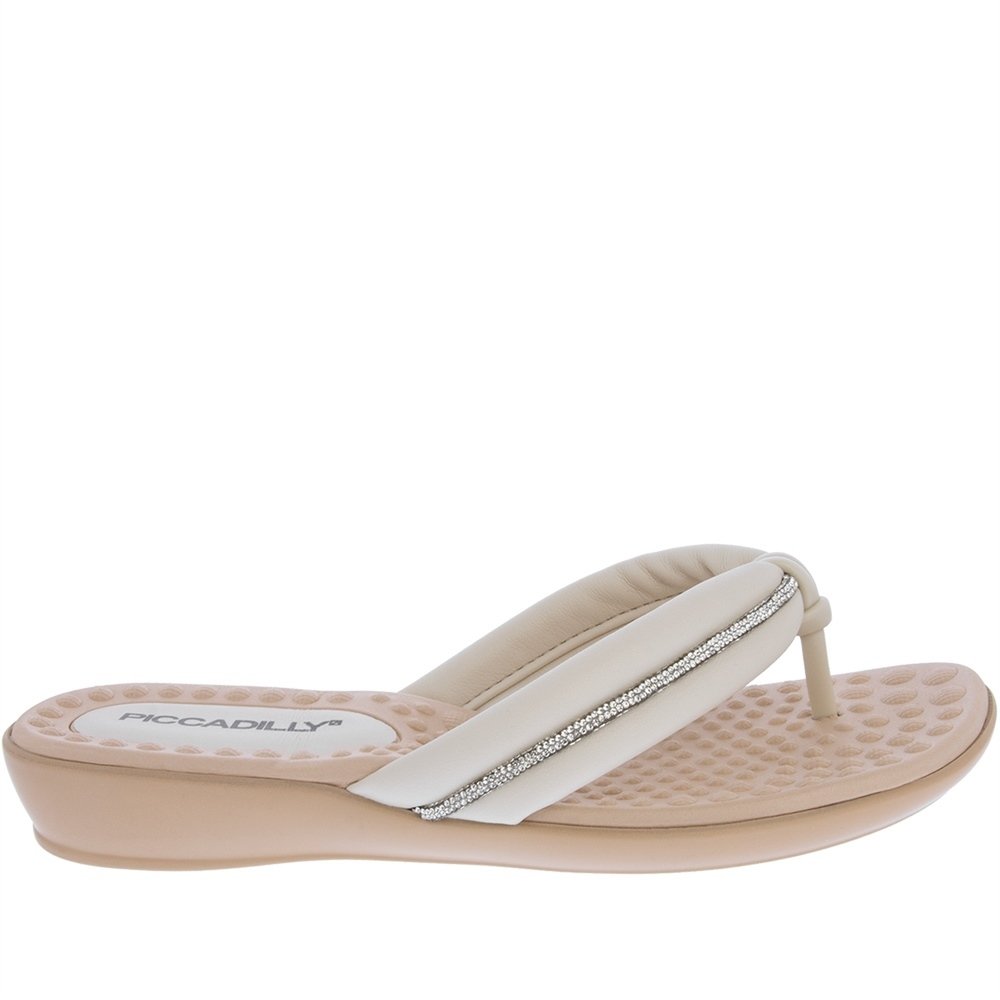 Tamanco Piccadilly Anabela Strass Acolchoado Off White Branco 2