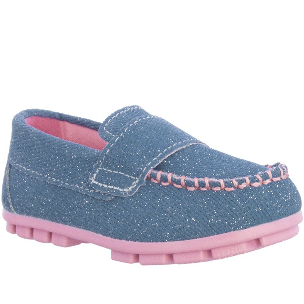 Mocassim Gabrielinha Glitter Jeans Azul Menina Infantil