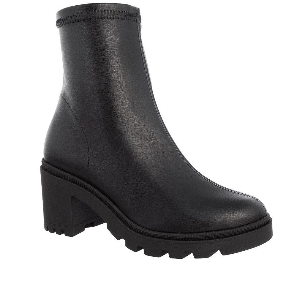 Ankle Boot Bebecê Plataforma Tratorada Pespontos Preto