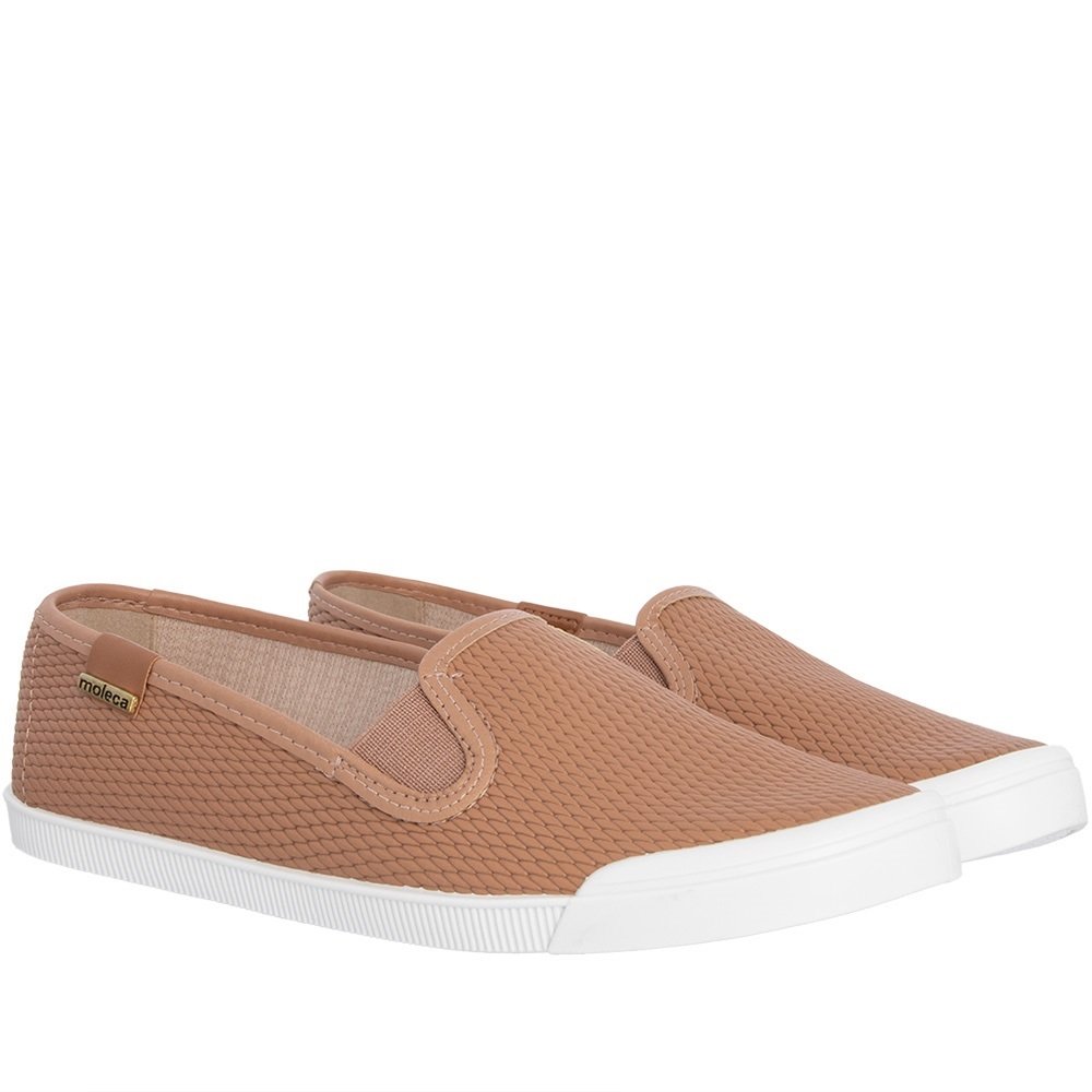 Slip On Moleca Trama Pespontos Caramelo