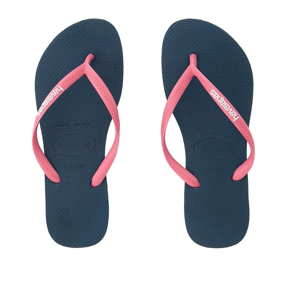 Chinelo Havaianas Slim Logo Pop-Up Pink Azul 1