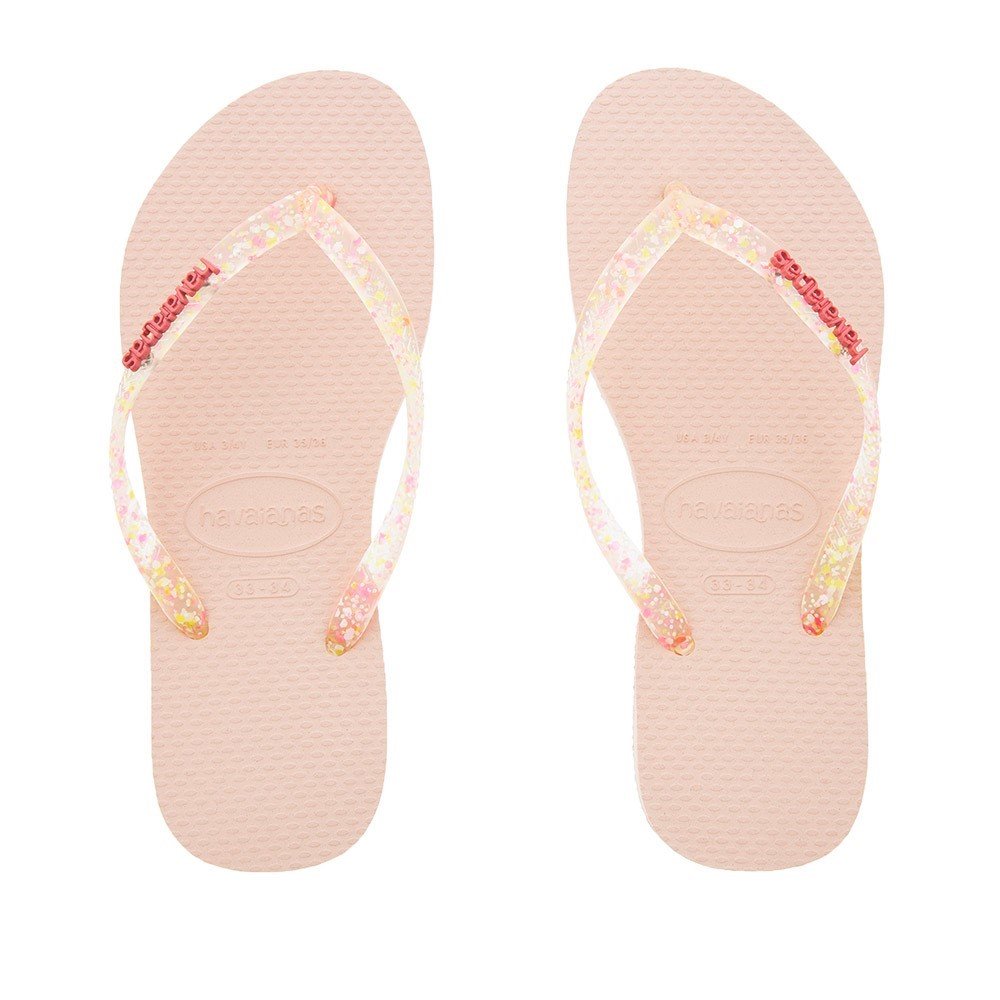 Chinelo Havaianas Slim Logo Metallic Glitter Rosa