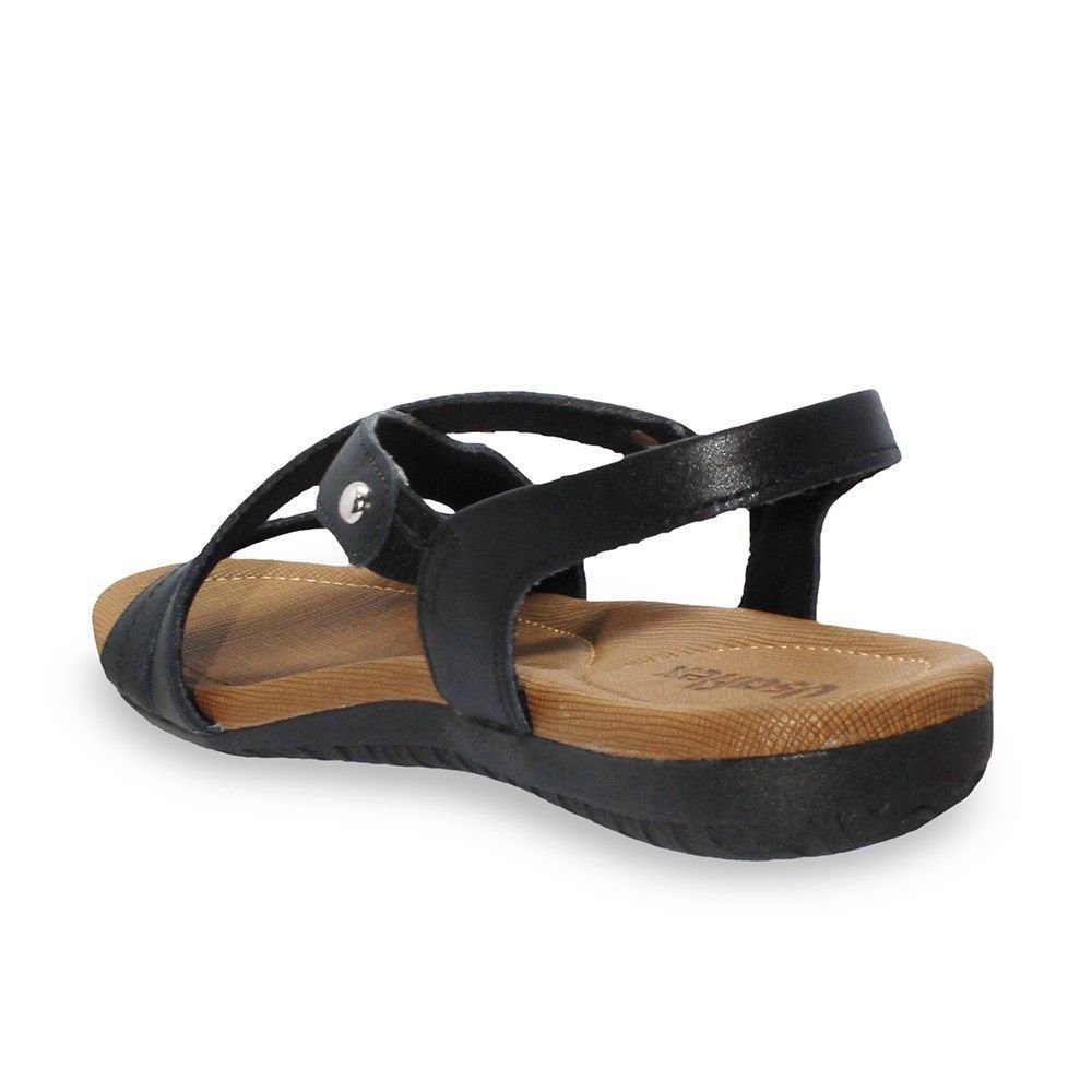 Sandália Rasteira Usaflex Couro Feminina Preto 2