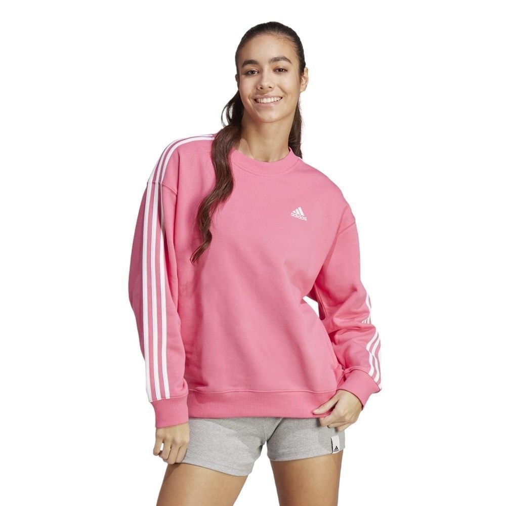 Moletom Adidas Linear Essentials Feminino Rosa - FutFanatics