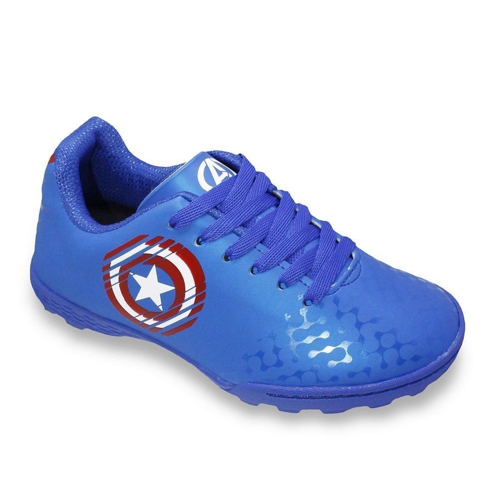 Chuteira Society Dray Marvel Capitão América Infantil Azul 1