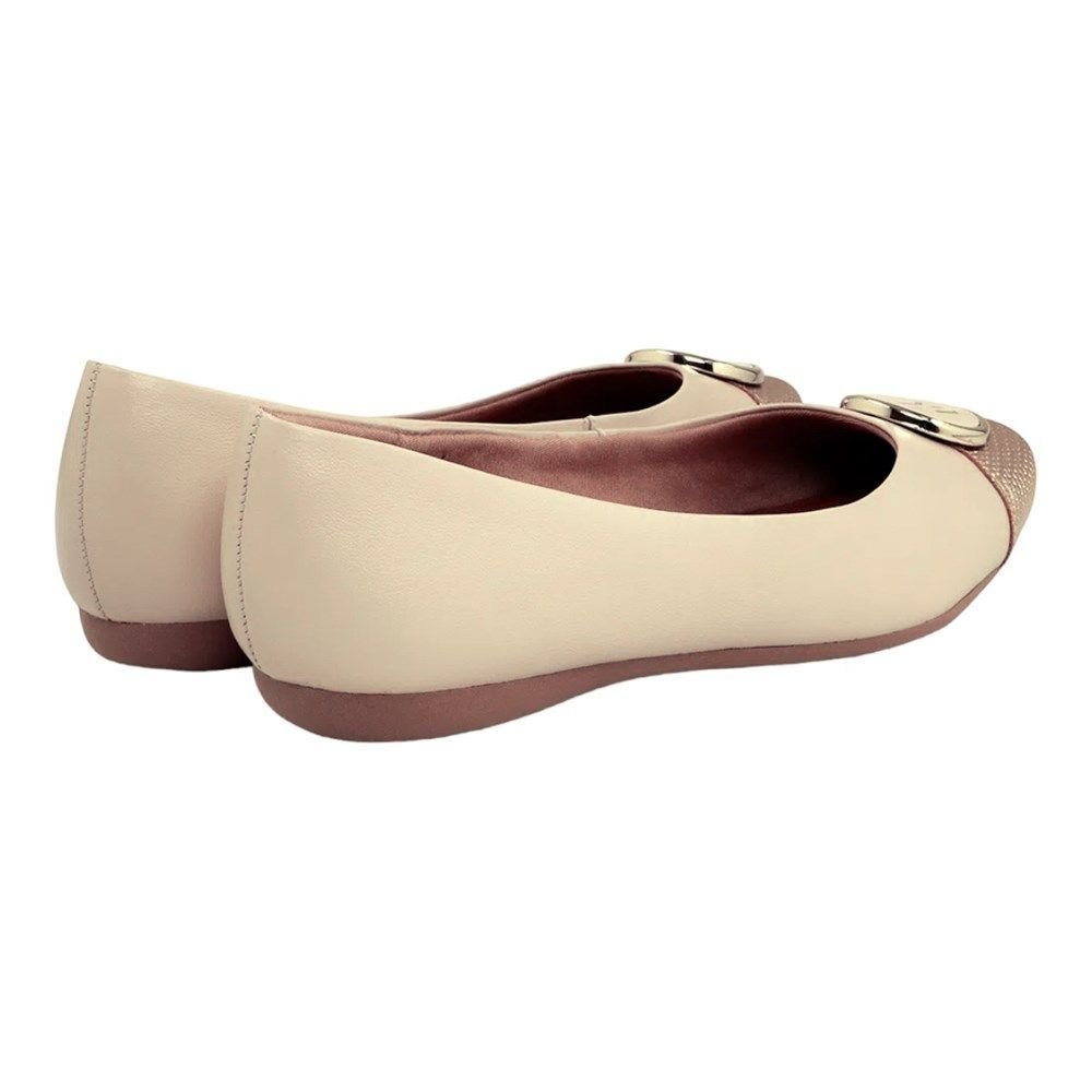 Sapatilha Usaflex Bicolor Monograma Feminina Bege 2