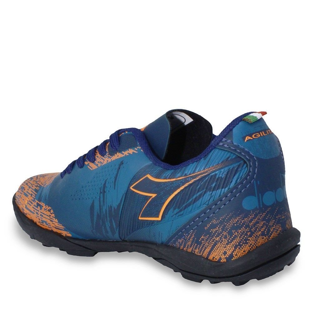Chuteira Society Diadora Agilita Infantil Azul/Laranja 2