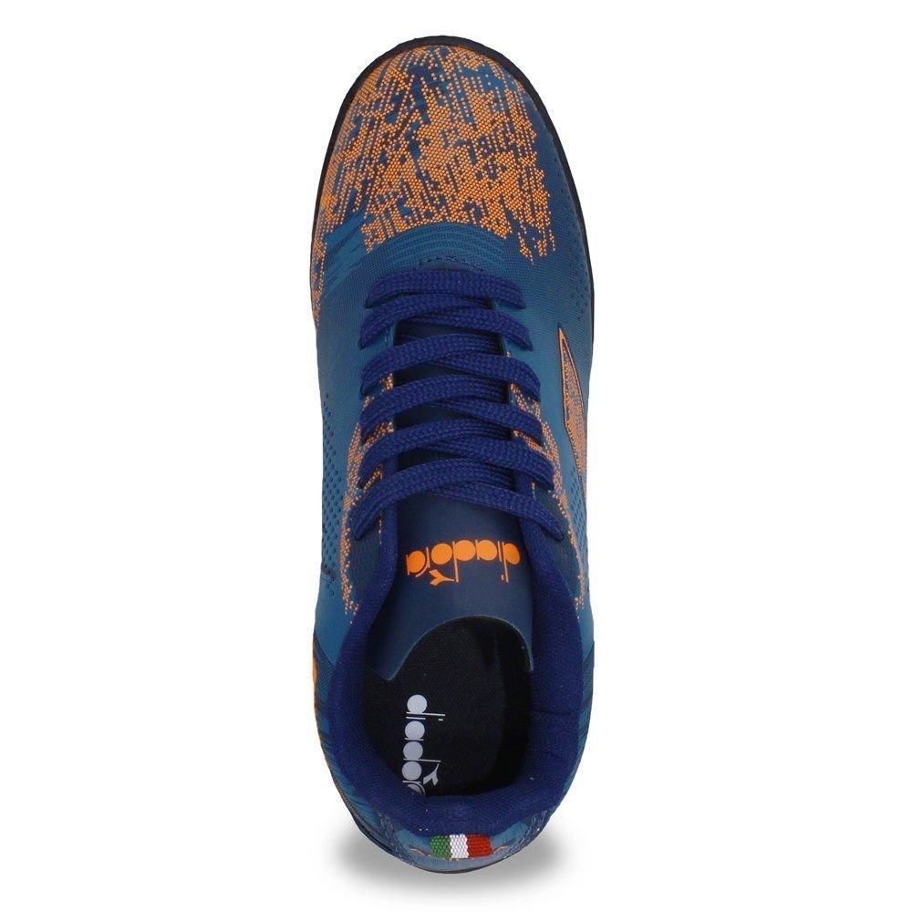 Chuteira Society Diadora Agilita Infantil Azul/Laranja 3