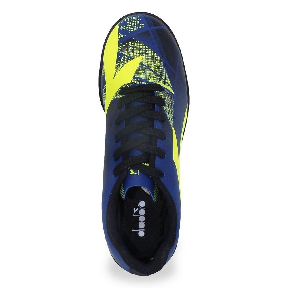 Chuteira Society Diadora Squadra II Infantil Azul/Amarelo 3