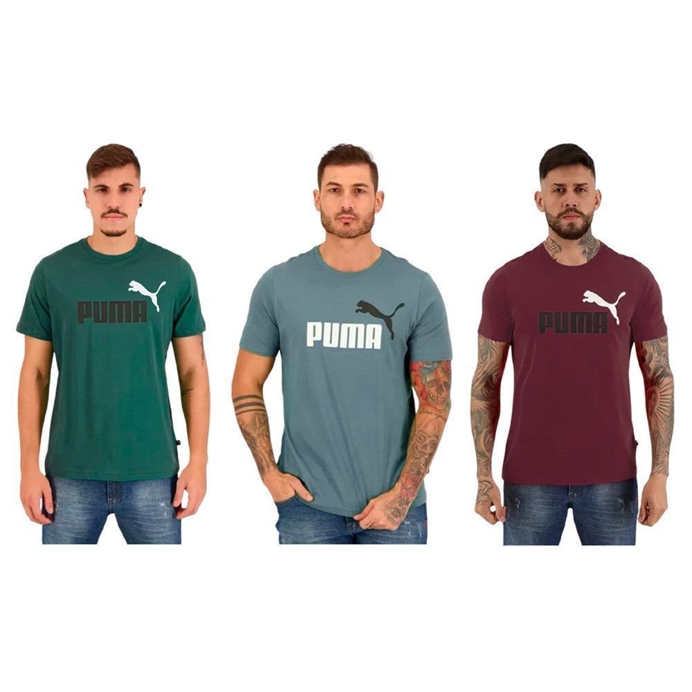 Kit 3 Camisetas Puma Essentials Colour Logo Masculina