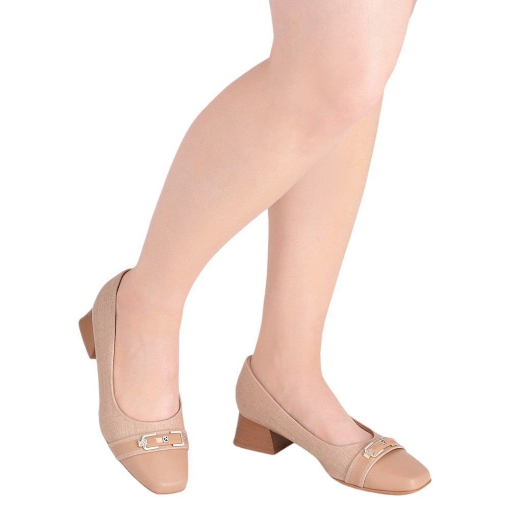 Scarpin Piccadilly Tati Salto Médio Feminino Bege 4