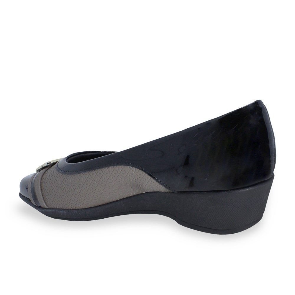 Sapato Piccadilly Ivone Anabela Médio Feminino Preto 2