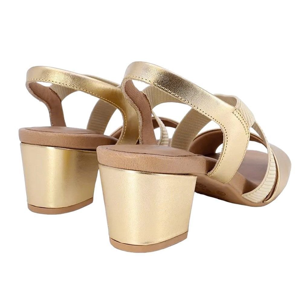 Sandália Usaflex Salto Bloco Feminina Dourado 3