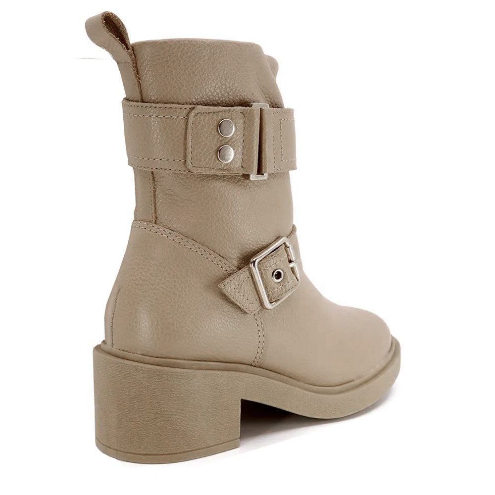 Bota Usaflex Cano Médio Salto Bloco Feminina Bege 2