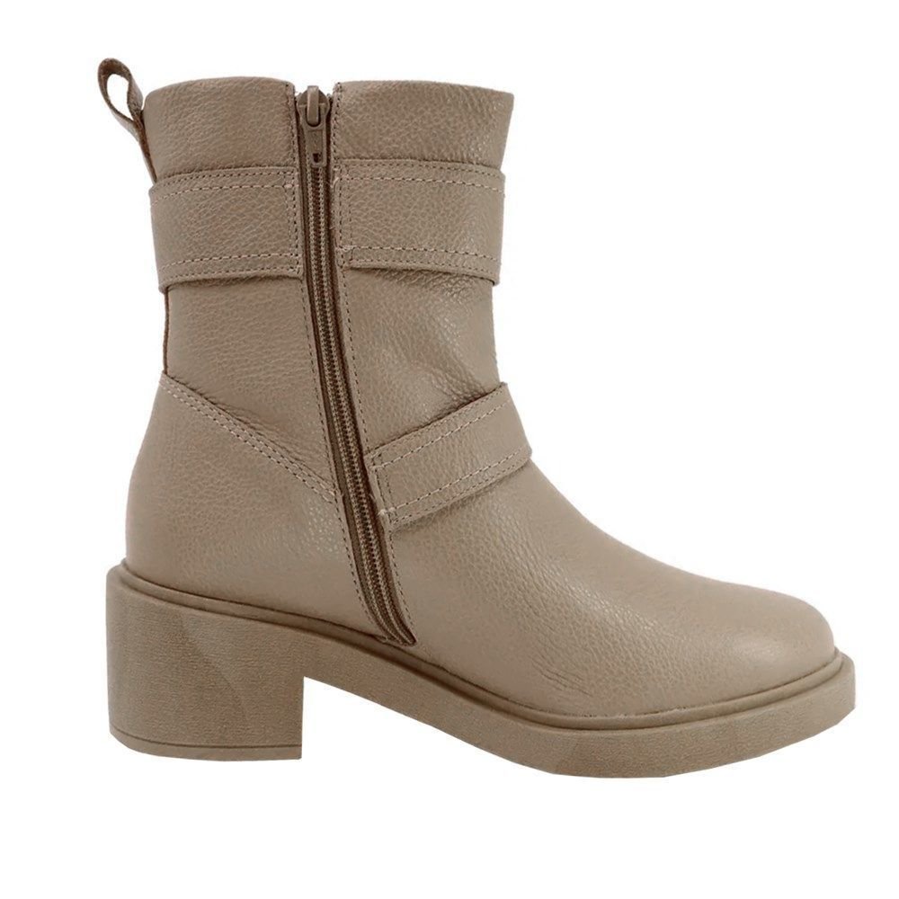 Bota Usaflex Cano Médio Salto Bloco Feminina Bege 3