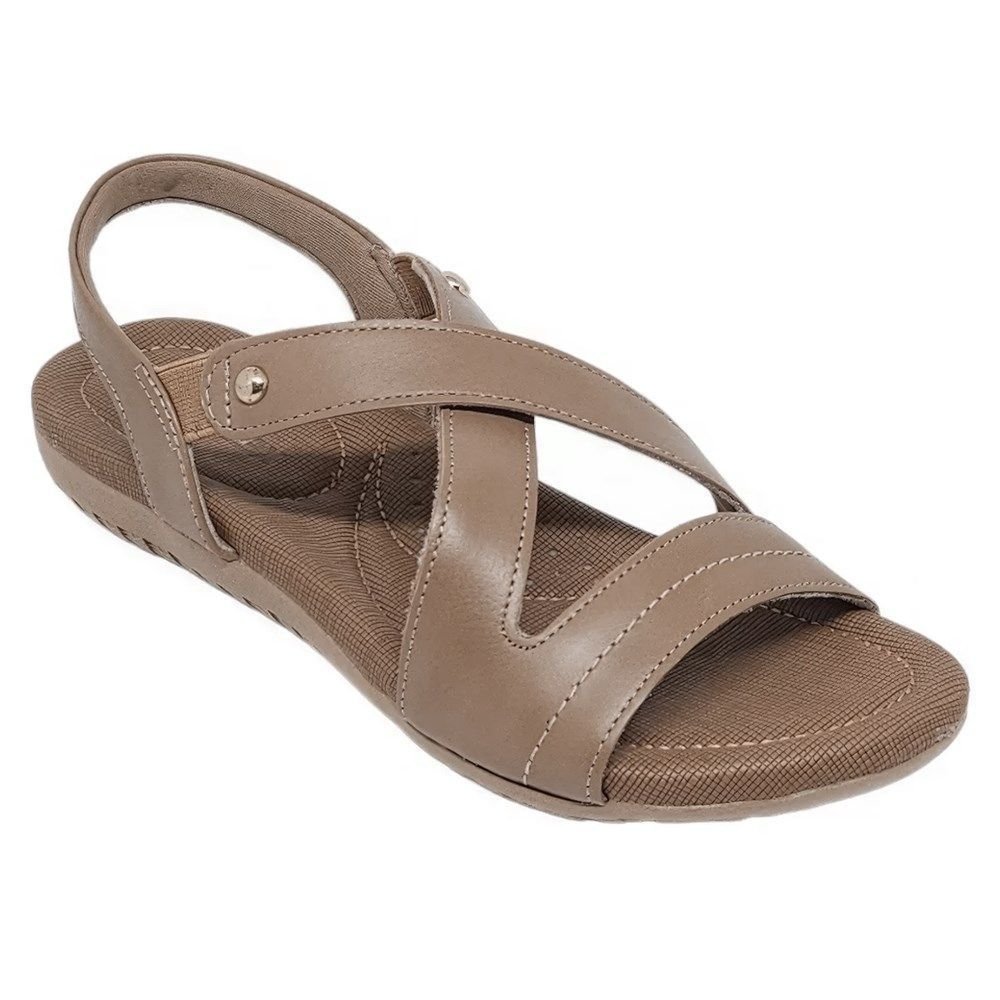 Sandália Rasteira Usaflex Couro Feminina Marrom 1