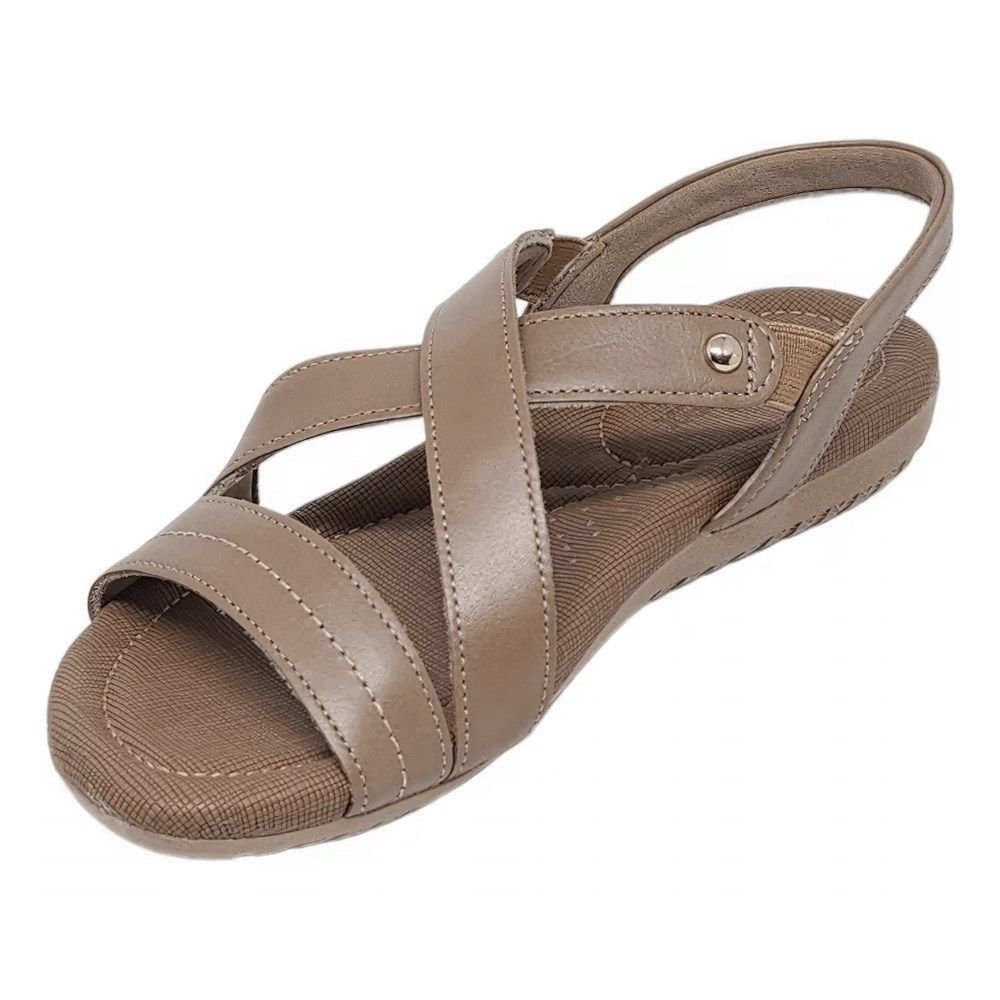 Sandália Rasteira Usaflex Couro Feminina Marrom 3