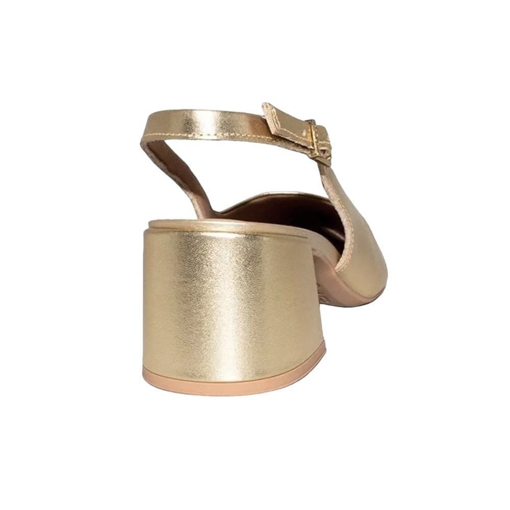 Sandália Slingback Usaflex Salto Bloco Feminina Dourado 2