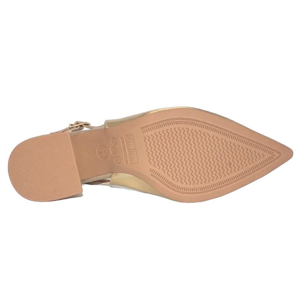 Sandália Slingback Usaflex Salto Bloco Feminina Dourado 4