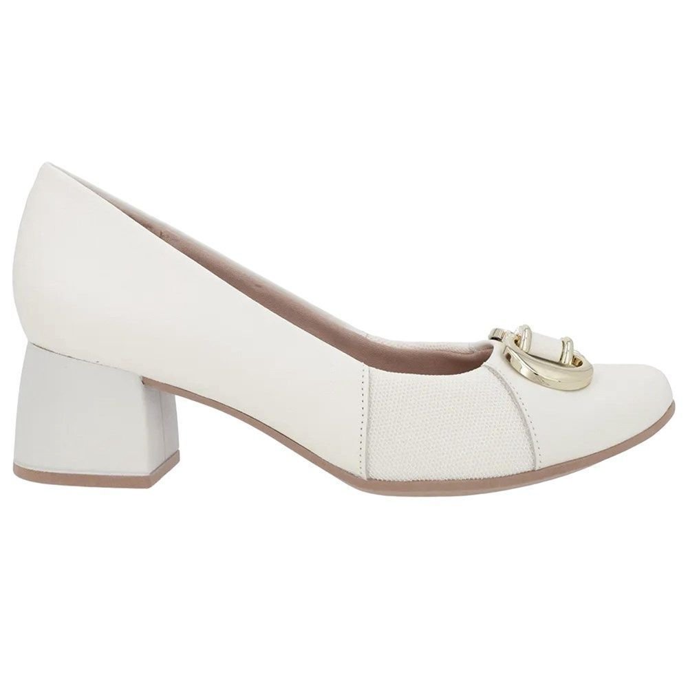 Scarpin Usaflex Joanete Salto Bloco Feminino Branco 1