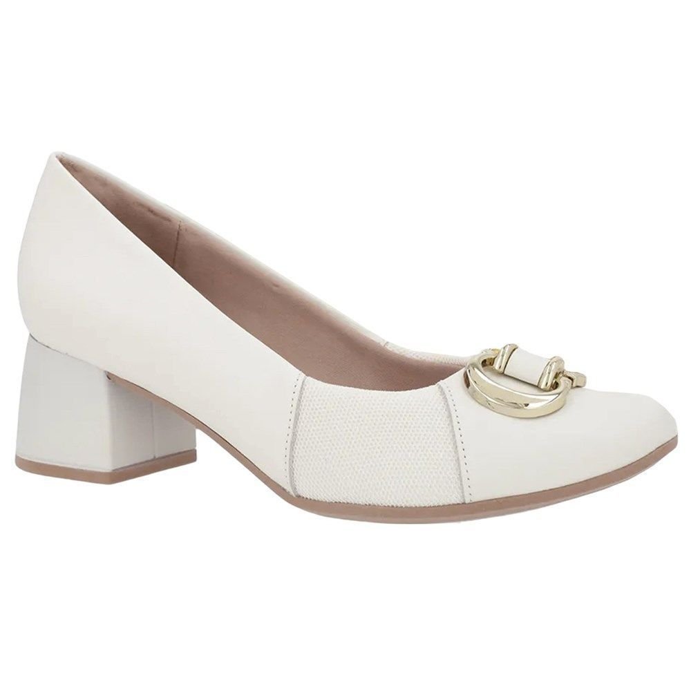 Scarpin Usaflex Joanete Salto Bloco Feminino Branco 2