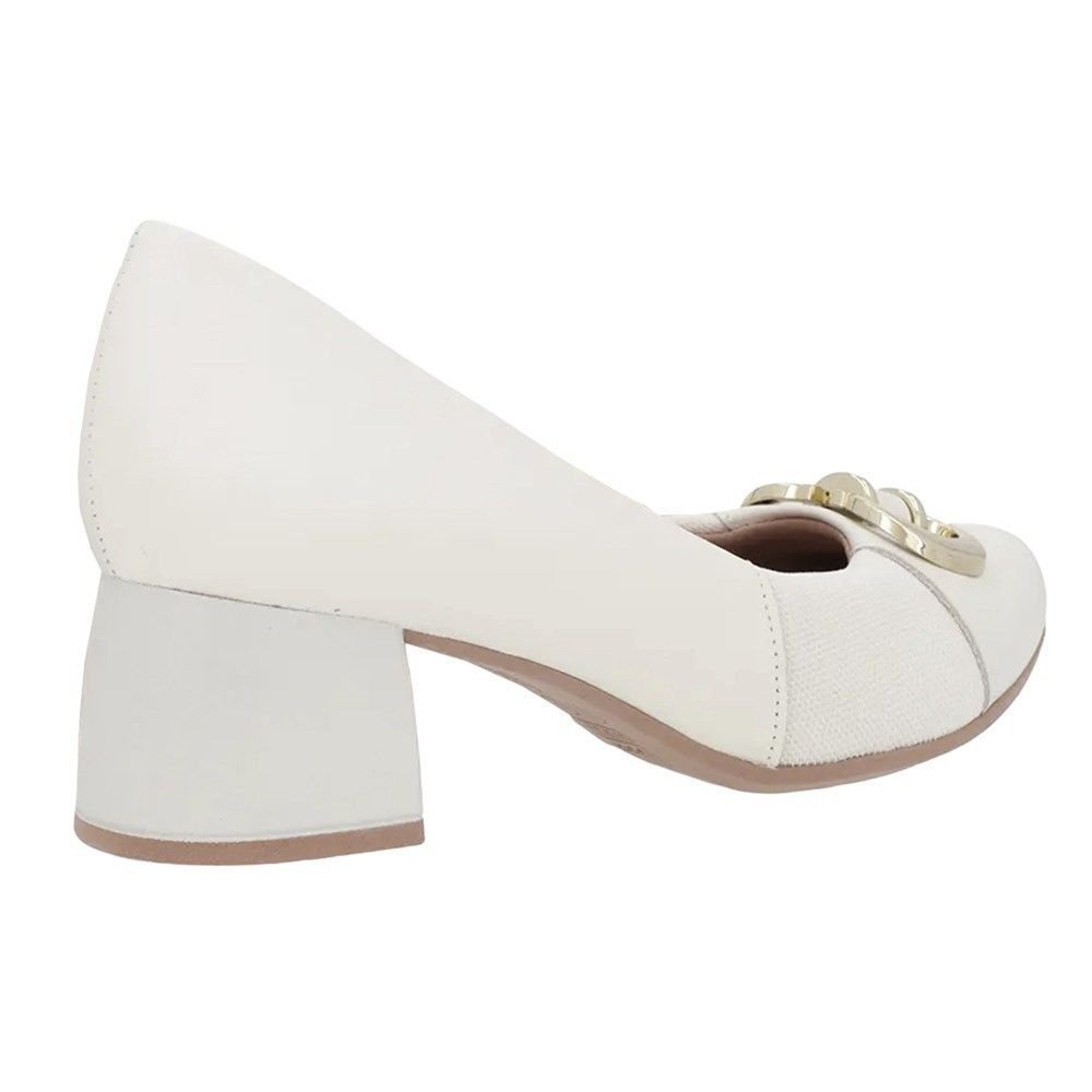 Scarpin Usaflex Joanete Salto Bloco Feminino Branco 3
