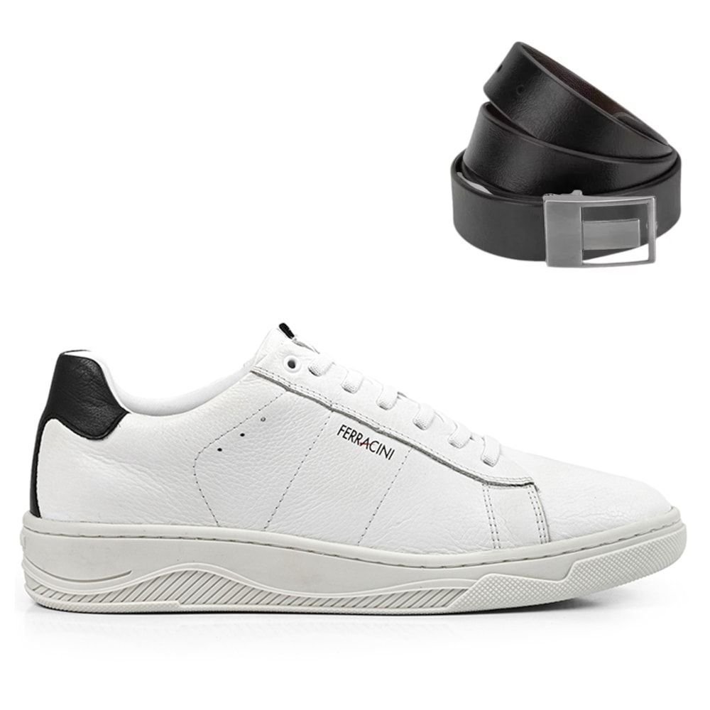 Kit Sapatênis Ferracini Yankee Masculino + Cinto Branco 1