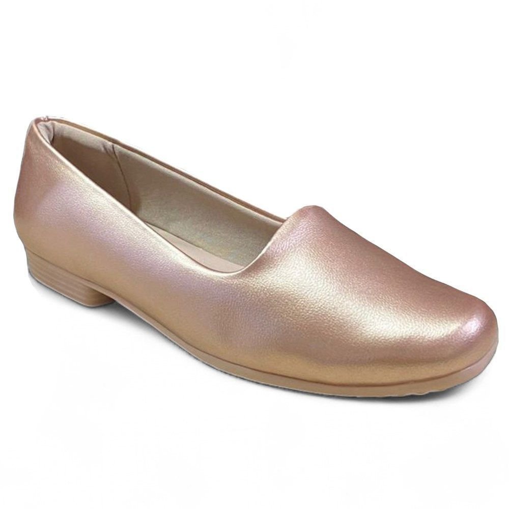 Sapatilha Piccadilly Raquel Salto Baixo Feminina Dourado 1