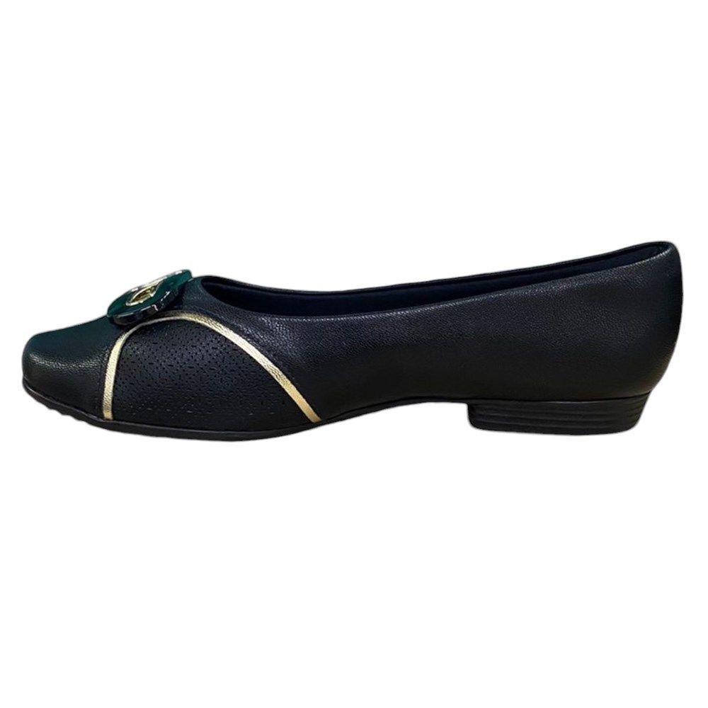 Sapatilha Piccadilly Raquel Salto Baixo Feminina Preto 2