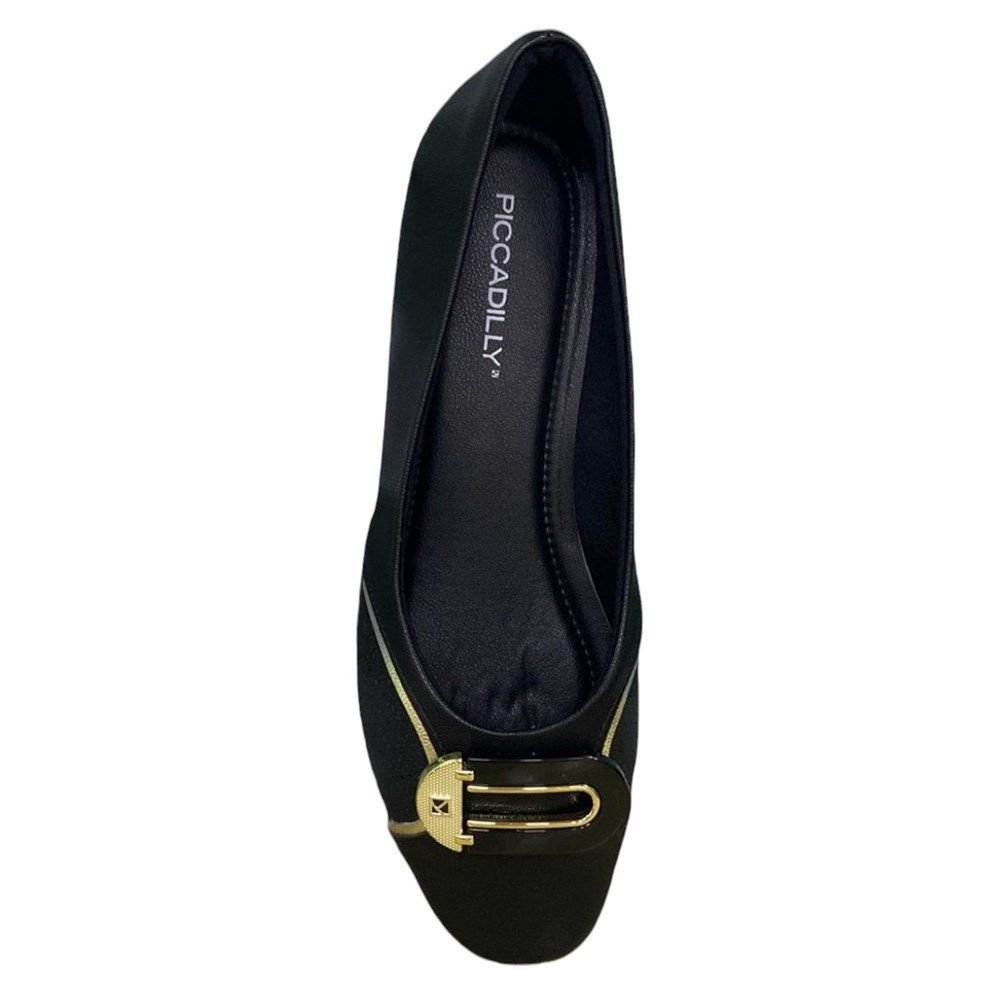 Sapatilha Piccadilly Raquel Salto Baixo Feminina Preto 4
