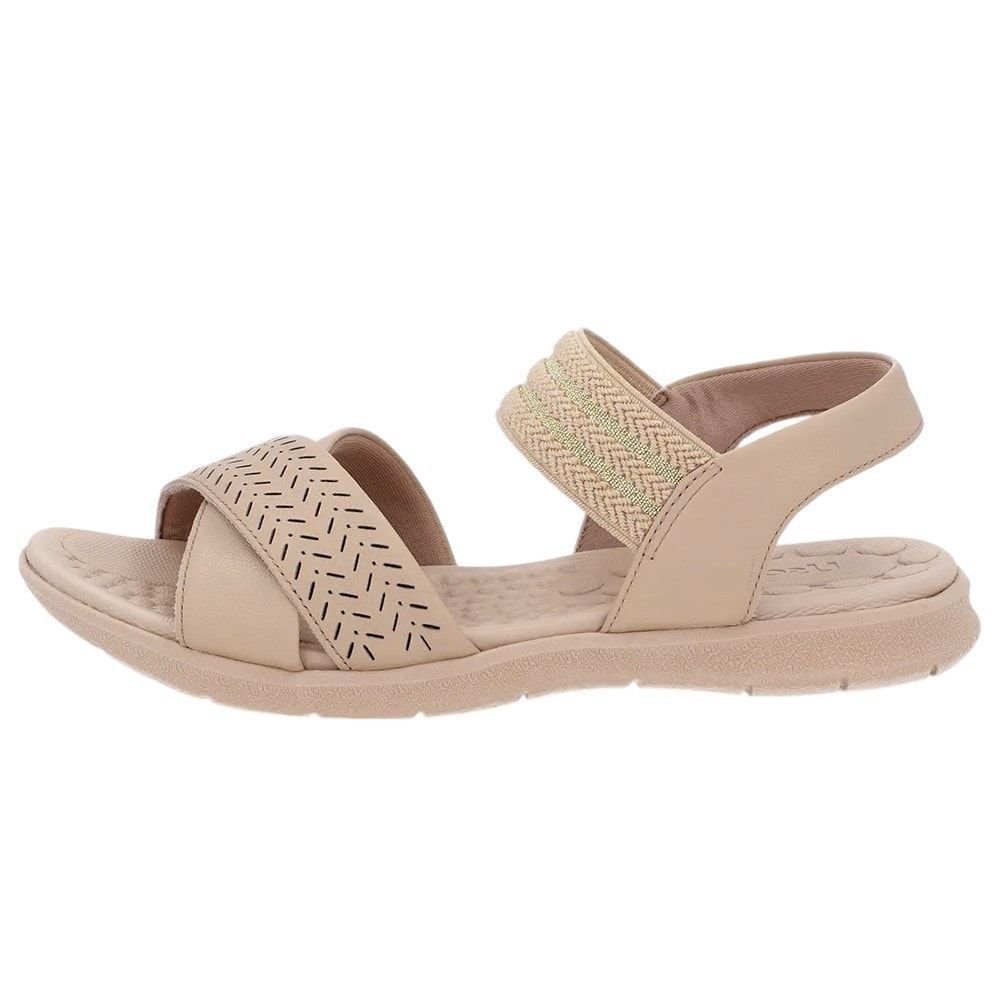 Sandália Rasteira Usaflex Couro Feminina Bege 2