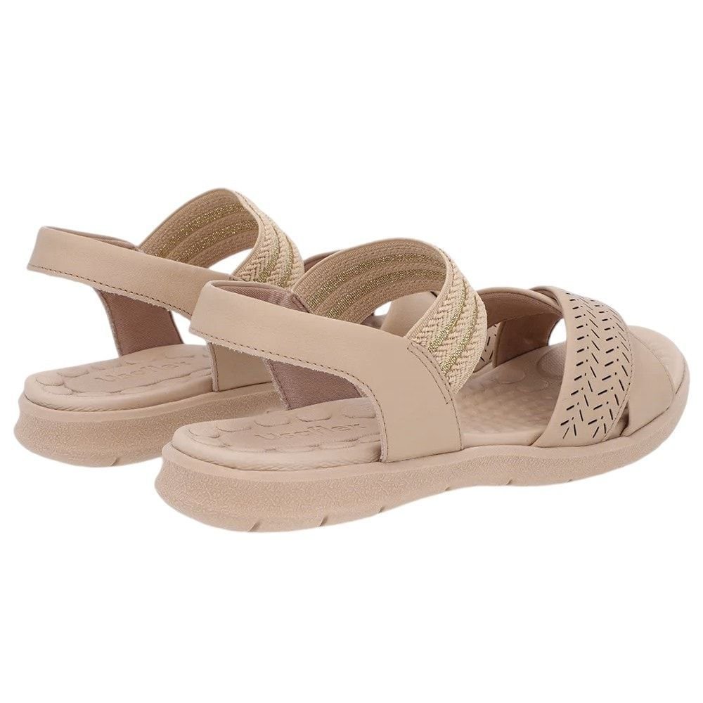 Sandália Rasteira Usaflex Couro Feminina Bege 3