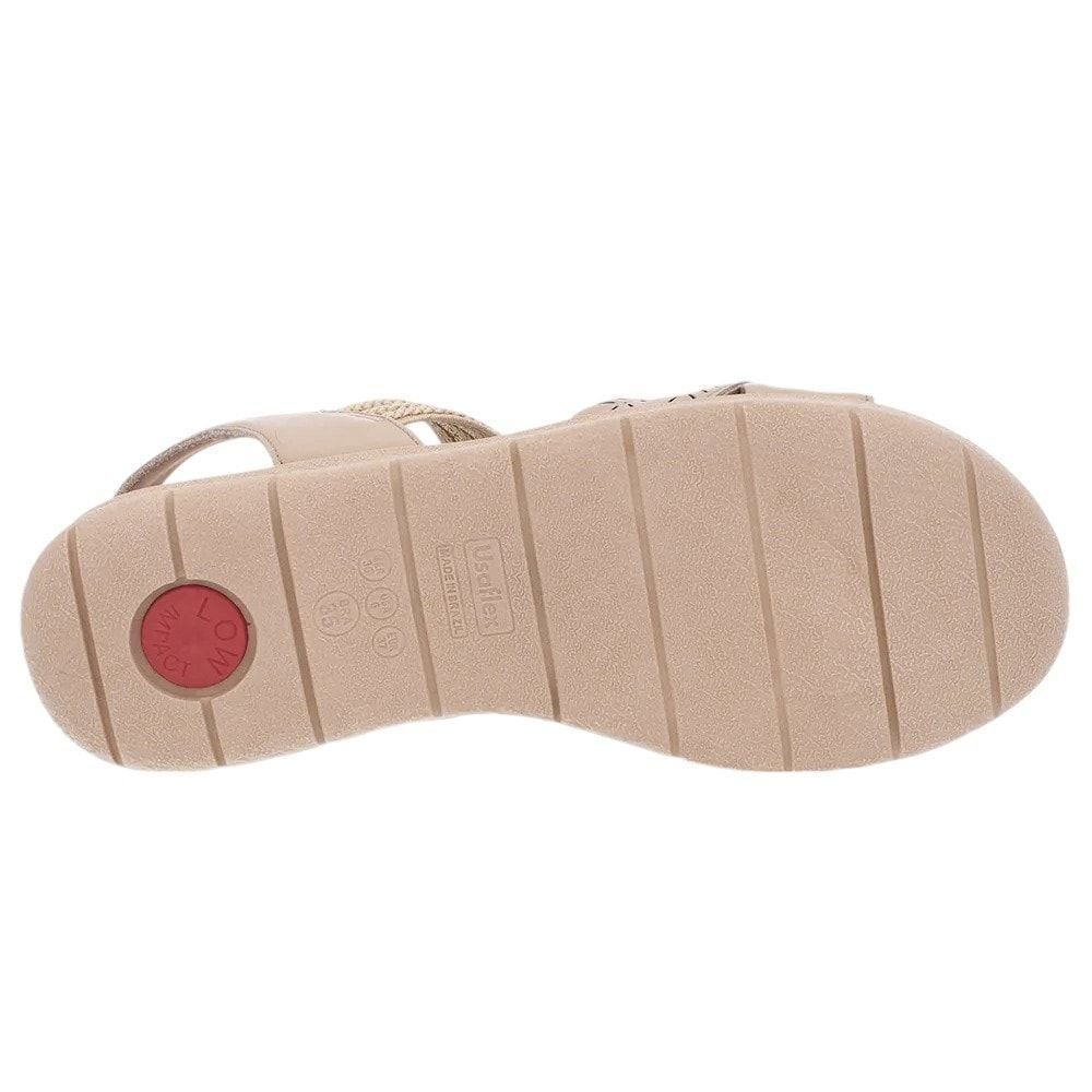 Sandália Rasteira Usaflex Couro Feminina Bege 4