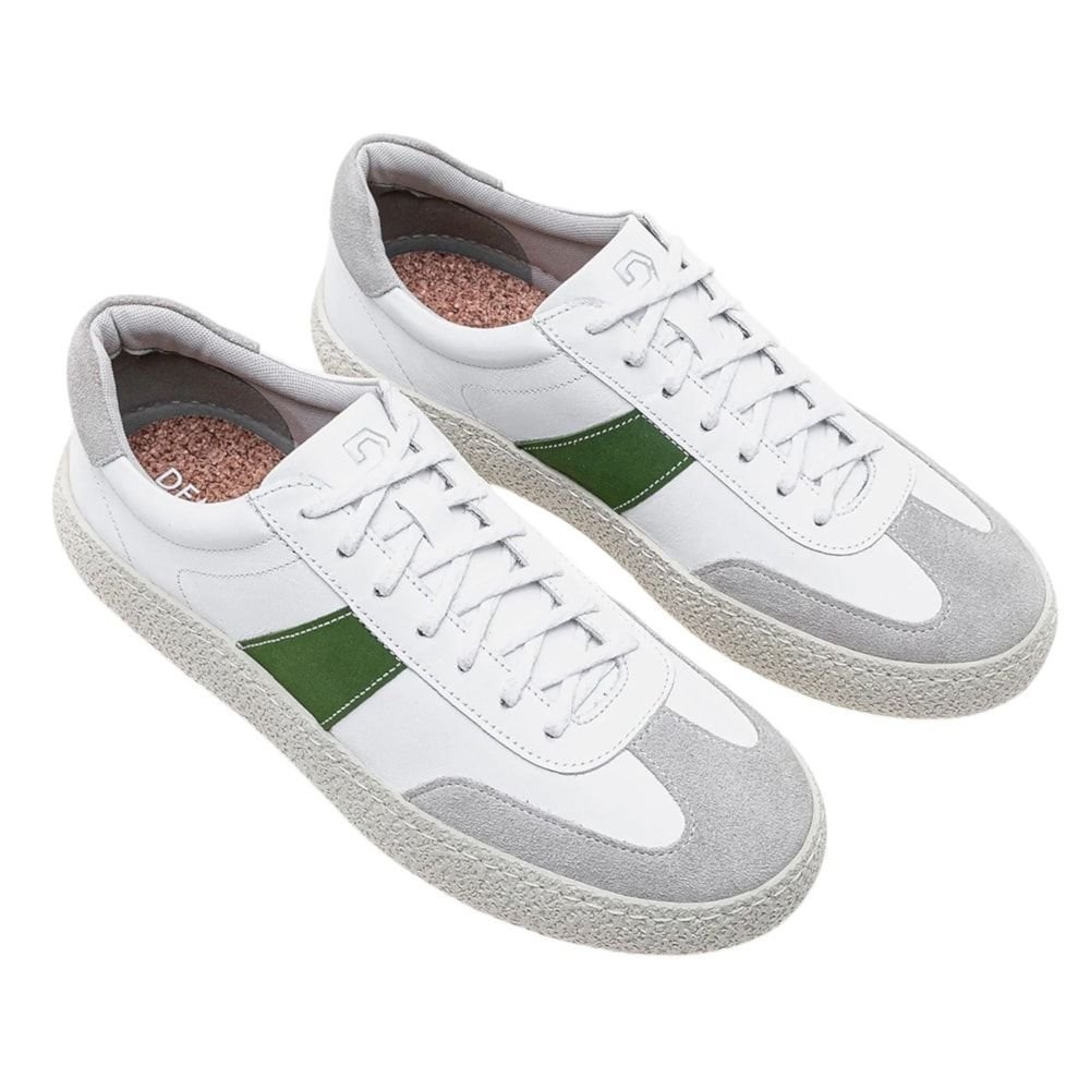Sapatênis Democrata Denim Bora Masculino Branco/Verde 2