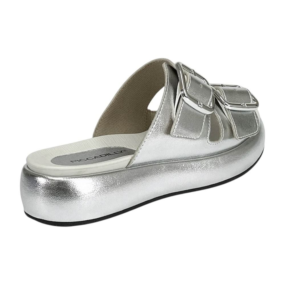 Tamanco Piccadilly Sol Anabela Médio Feminino Prata 3